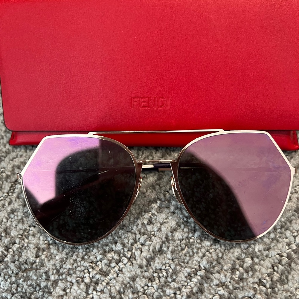 Fendi Purple Lens Gold Frame Sunglasses